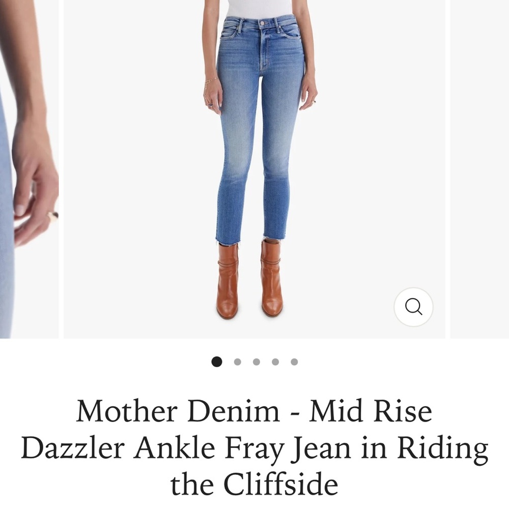 Mother Denim Blue Ankle Cropped Jeans with Frayed Hem